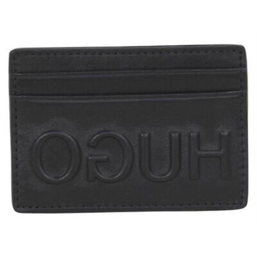Hugo Boss Men`s Bolster Black Leather Card Holder Wallet