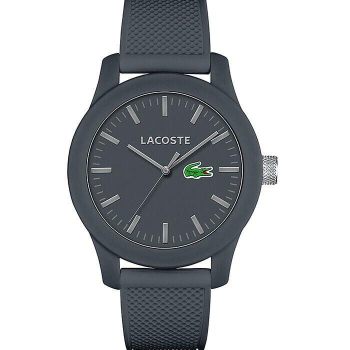 Lacoste 12.12 Men`s Gray Dial Silicone Rubber Strap 43 mm Watch 2010767