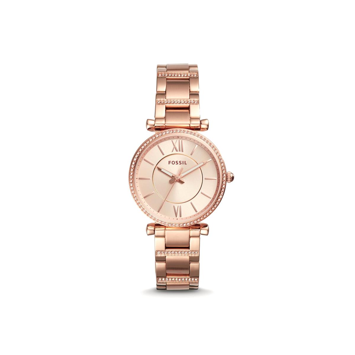 Fossil Carlie ES4301 Elegant Three-hand Rose Gold-tone Stainless Steel Watch