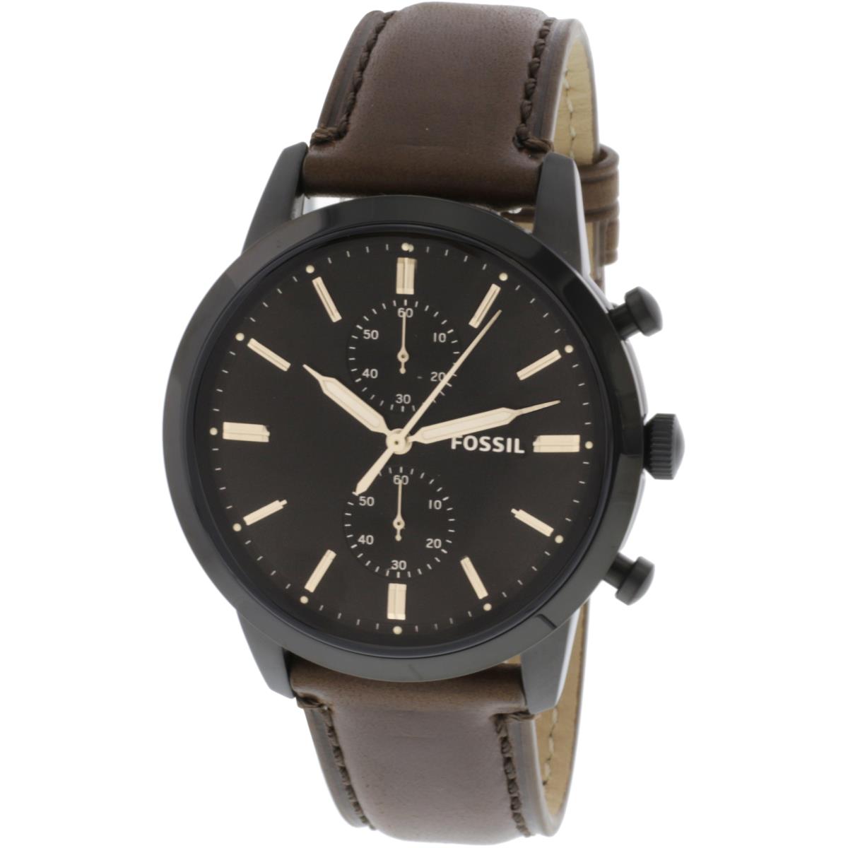 Fossil Townsman FS5437 Elegant Japanese Movement Chronograph Brown Leather Watch - Brown Band