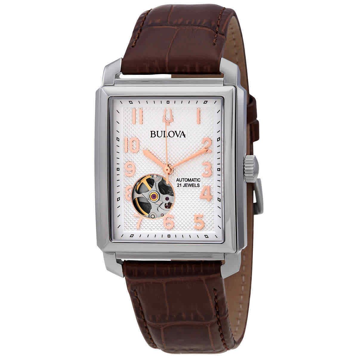 Bulova Sutton Automatic Silver White Dial Men`s Watch 96A268