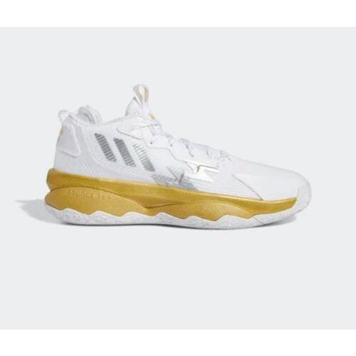 Adidas Dame 8 Damian Lillard Shoes Men`s Size 9 White Basketball Sneakers
