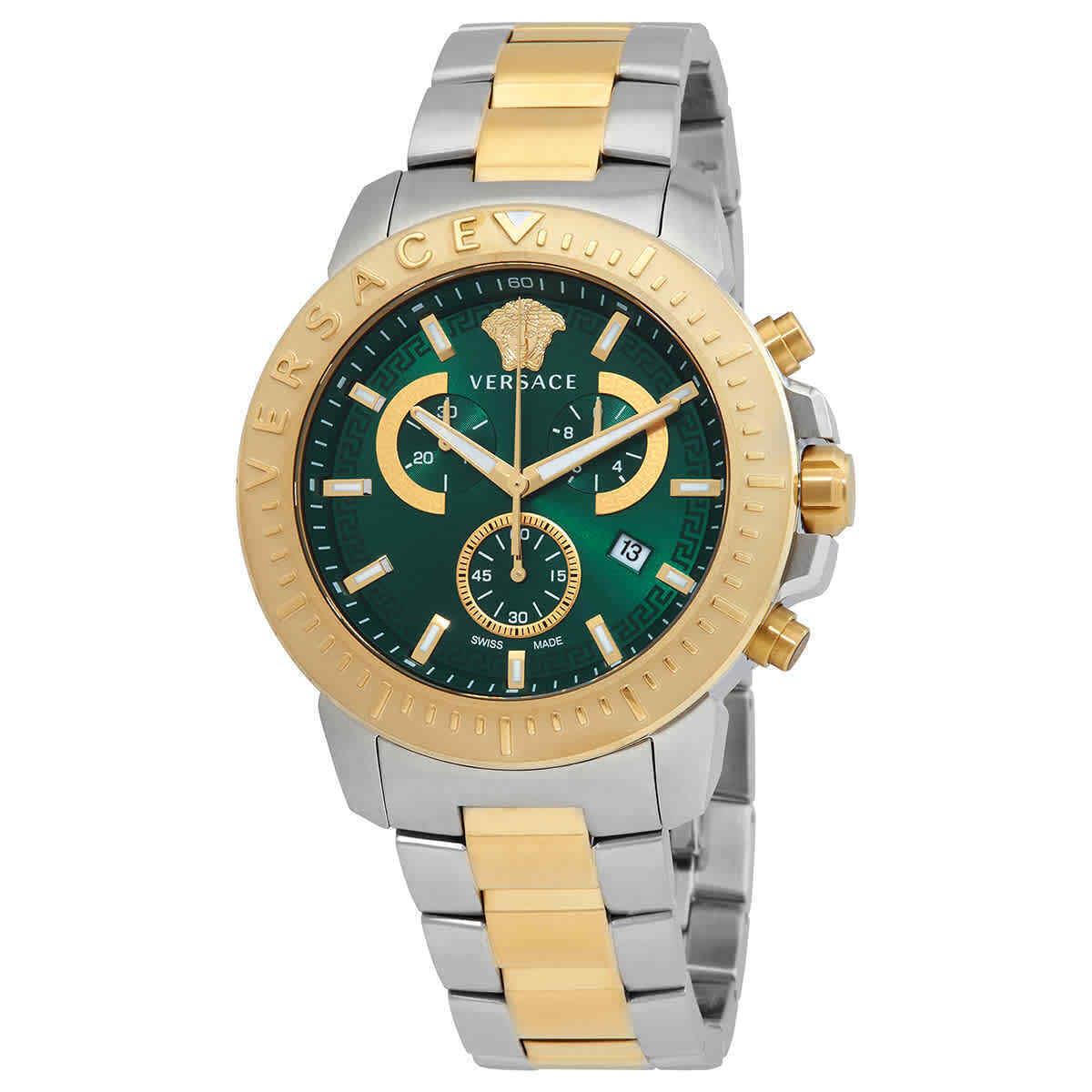 Versace Chronograph Quartz Green Dial Men`s Watch VE2E00421