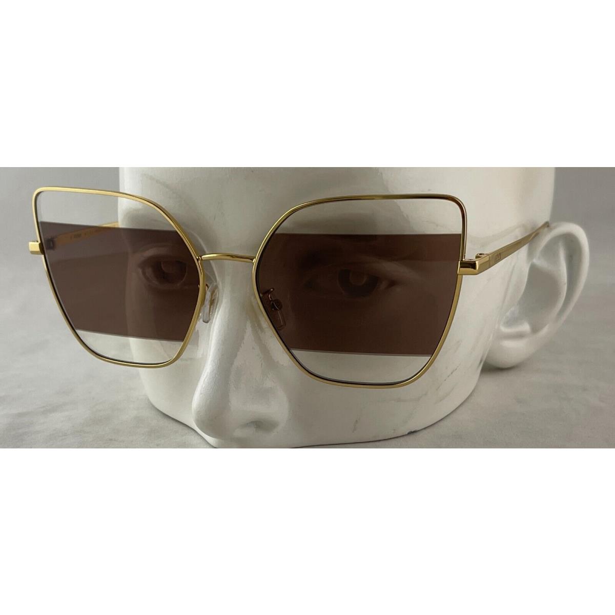 Fendi FE 40015U FE40015U 30E Gold/brown Sunglasses 61-17-140 Rx