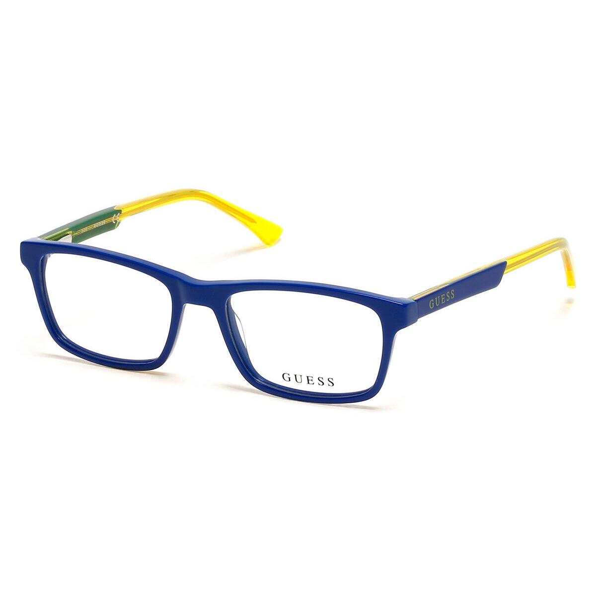 Guess GU9206 Eyeglasses Kids Shiny Blue Rectangle 49mm