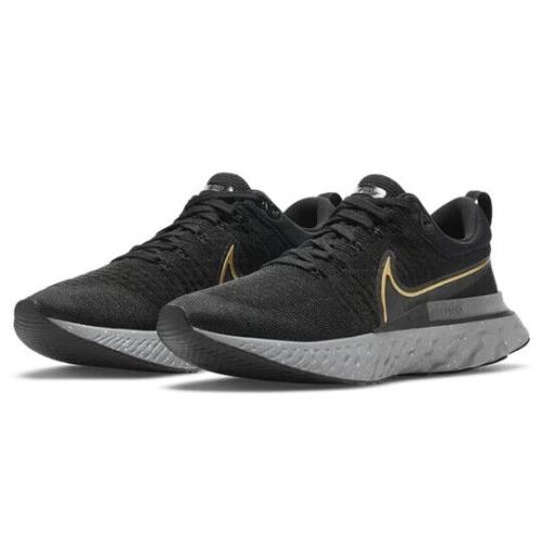 Nike React Infinity Run Flyknit 2 Running Shoes Black Gold CT2357-009 Men`s