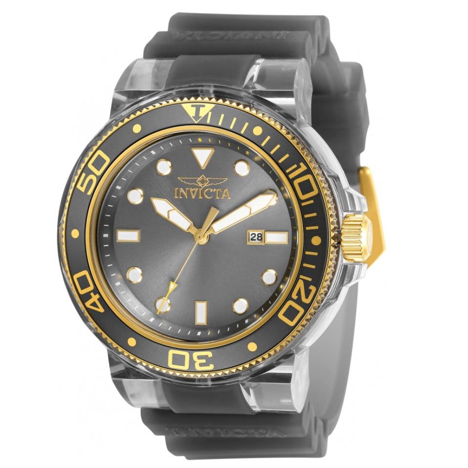 Invicta Pro Diver Men`s 52mm Anatomic Gray / Gold Lightweight Sport Watch 32335