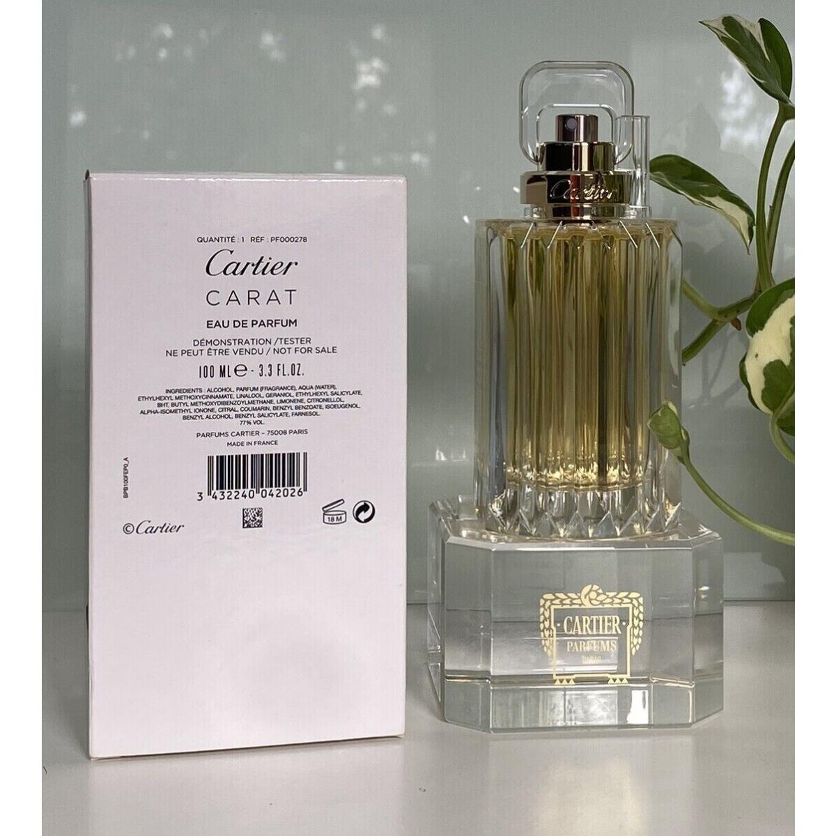 Cartier Carat Eau De Perfum Women`s 3.3oz / 100ml Concentrated Tester Box