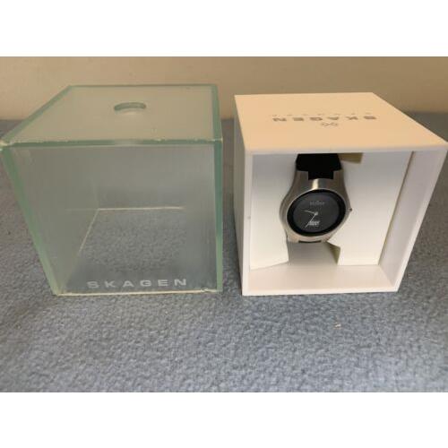 Womens Best Buy Skagen Denmark Ultra Slim Black Rubber Watch 235L Srb