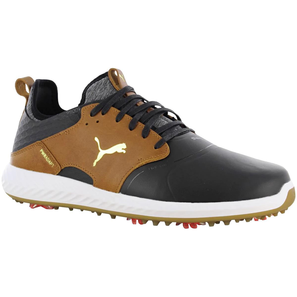 Puma Golf Men`s Ignite Pwradapt Caged Crafted Golf Shoe Black/Brown