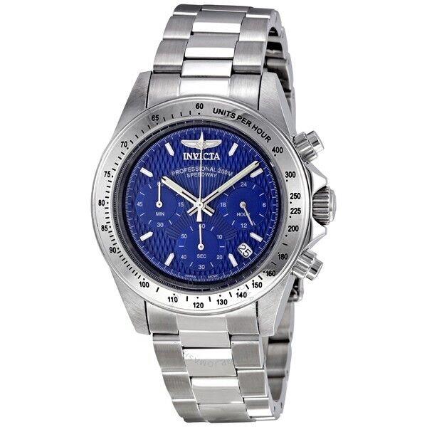 Mens Invicta 9329 Speedway Chronograph Blue Dial Steel Bracelet Watch - Dial: Blue