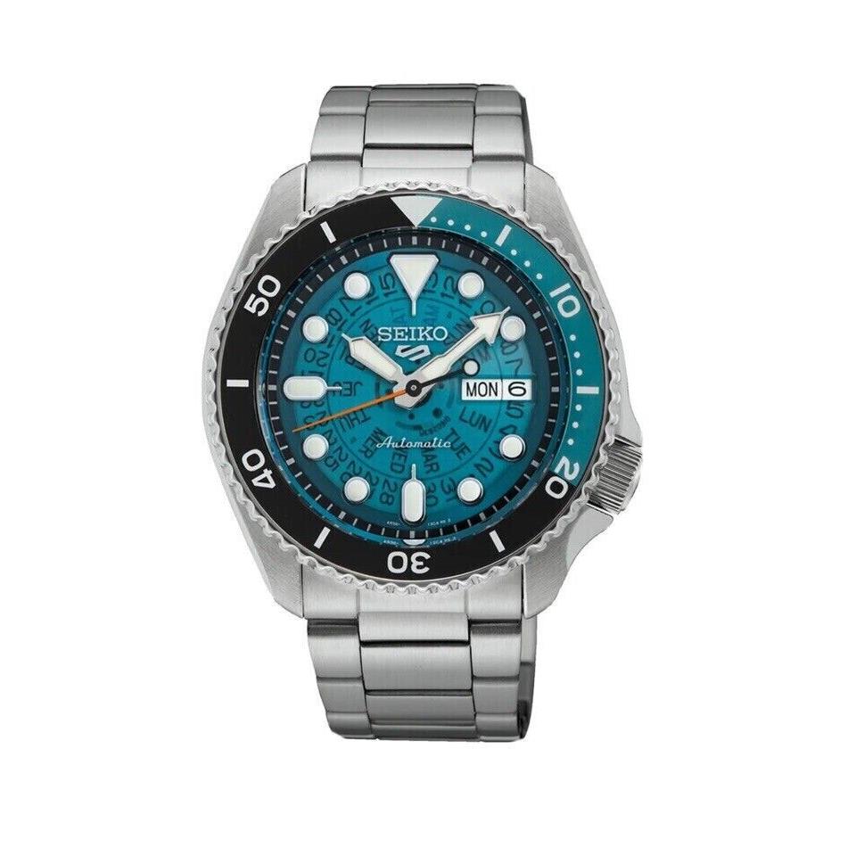 Seiko 5 Sports Sonar Skeleton Dial Steel Bracelet Men`s Watch SRPJ45