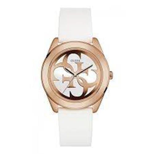 Guess G Twist White Dial Silicone Strap Women`s Analog Round Watch W0911L5