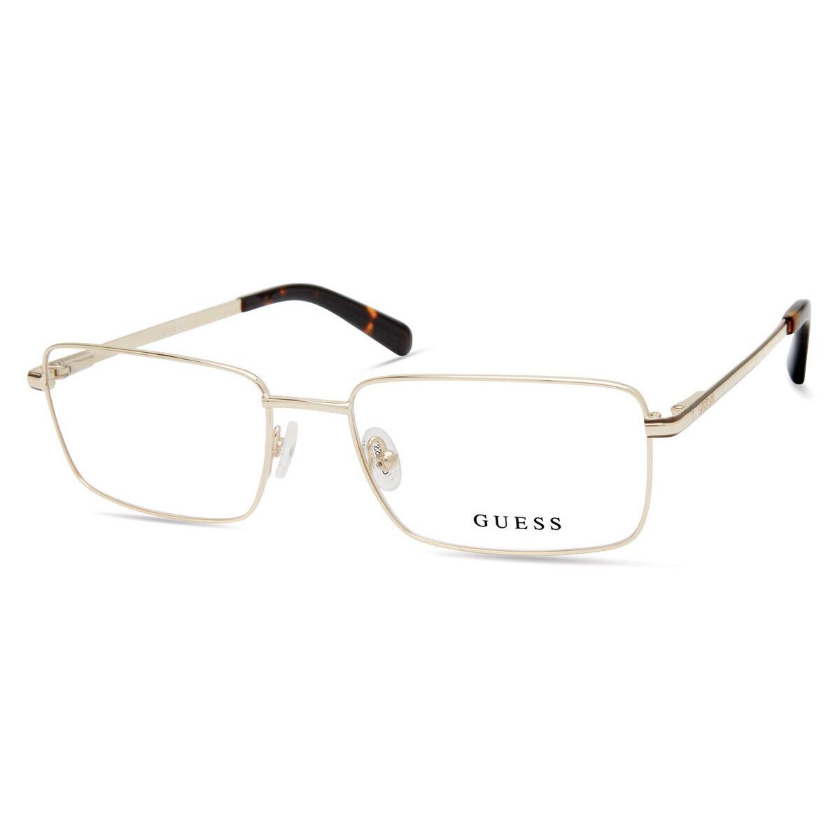 Guess GU50042 Eyeglasses Men Pale Gold Rectangle 56mm