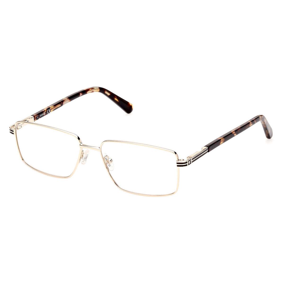 Guess GU50061 Eyeglasses Men Pale Gold Rectangle 56mm