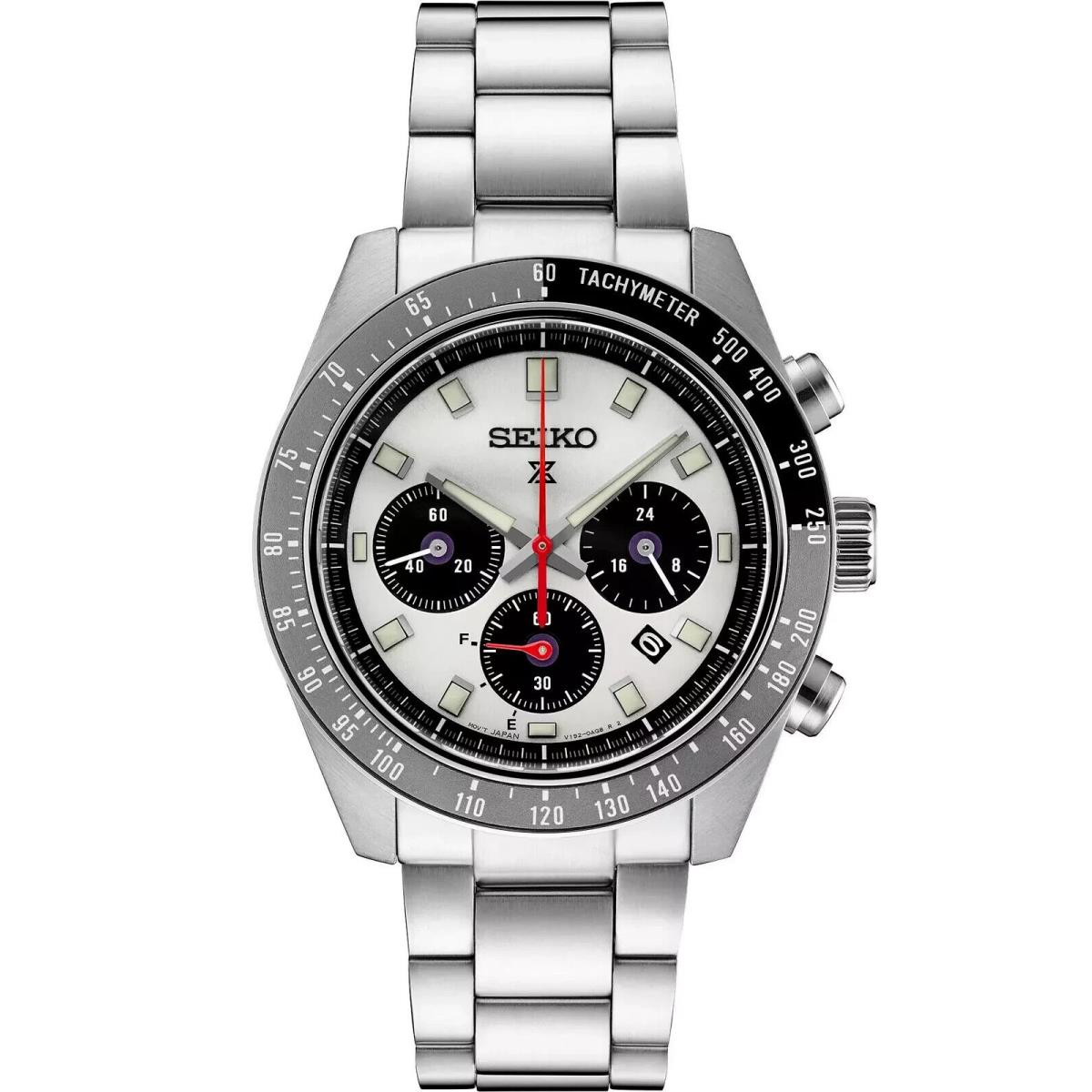 Seiko Prospex Silver Men`s Watch - SSC911 Solar Speedtimes 100 M - Dial: Silver, Band: Silver, Bezel: Gray, Black