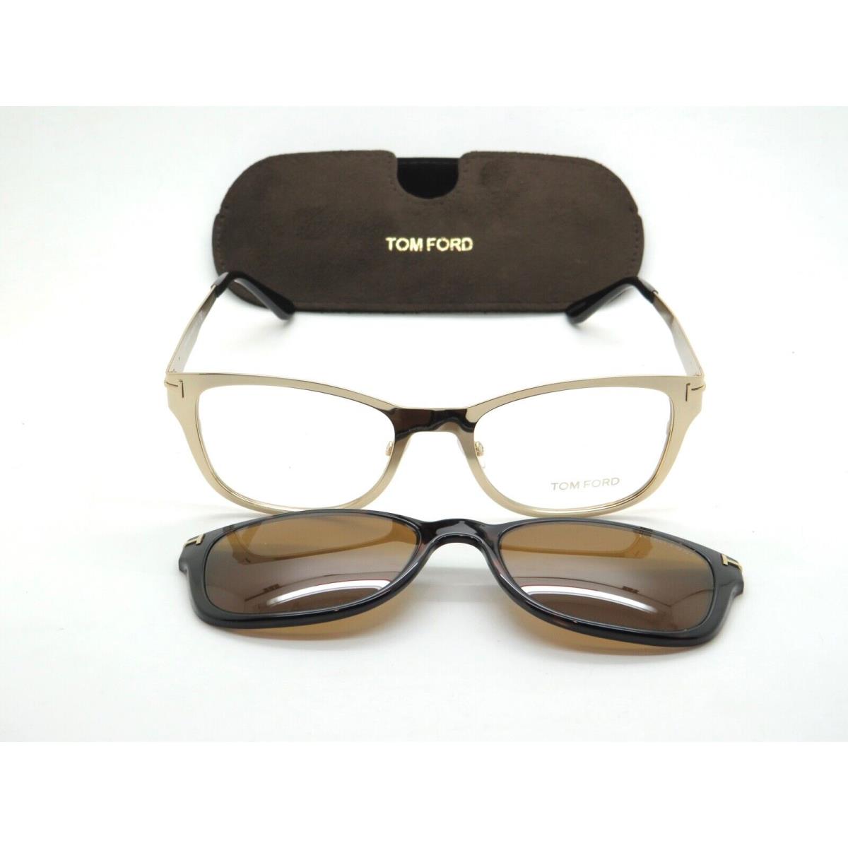 Tom Ford FT 5474/V 32E Gold Eyeglasses W/sunglasses Clip-on 53mm Rx
