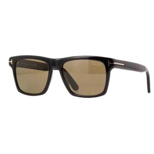 Tom Ford FT0906 Buckley-02 01H Shiny Black /roviex Polarized Men`s Sunglasses