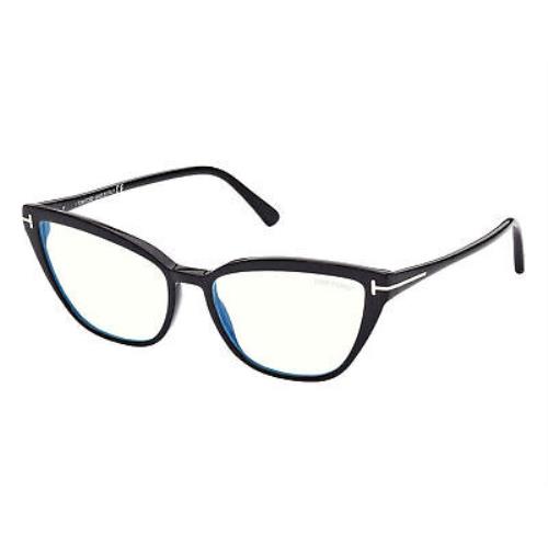 Tom Ford FT5825-B-001-55 Shiny Black Blue Block Lens Eyeglasses