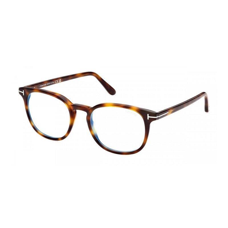 Tom Ford FT5819-B 053 Shiny Blonde Havana/clear Blue Light Block 52mm