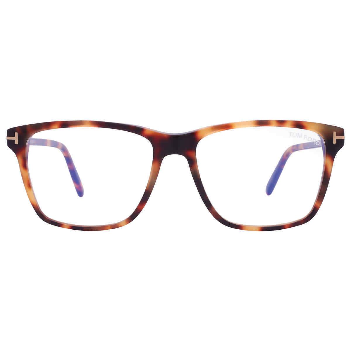 Tom Ford Blue Light Block Square Men`s Eyeglasses FT5817-B 053 56 FT5817-B 053