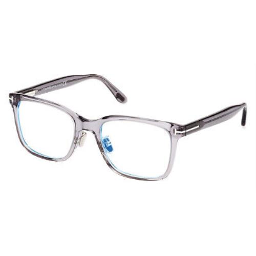 Tom Ford FT5853-D-B Eyeglasses Shiny Gray/t Logo Blue Block 55mm