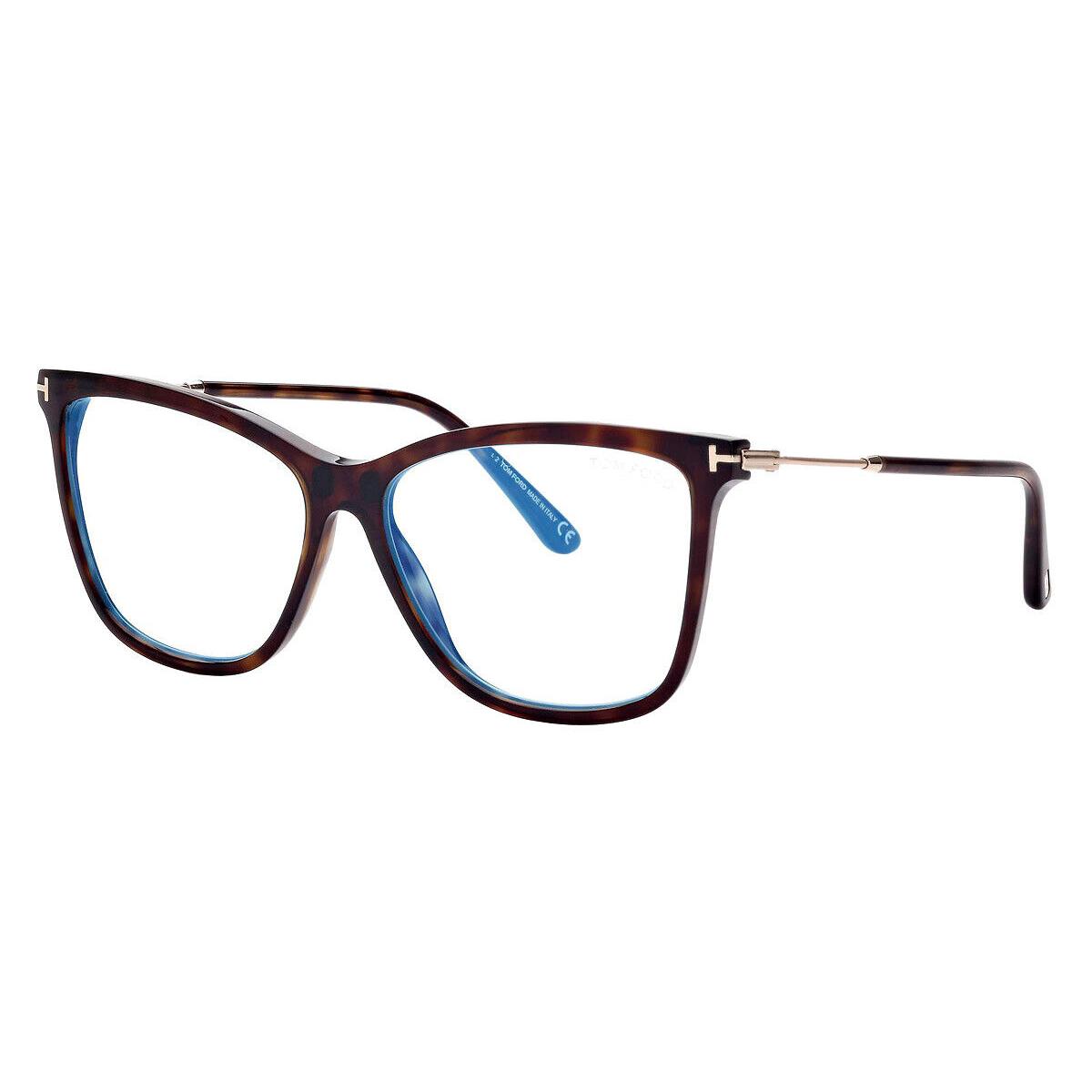 Tom Ford FT5824-B Eyeglasses Shiny Dark Havana Cat Eye 56mm