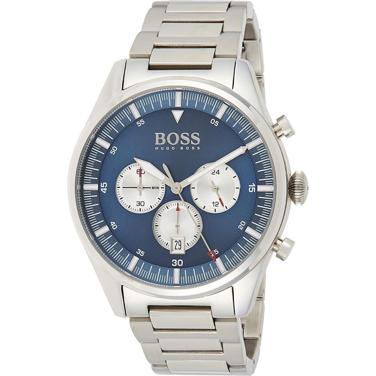 Hugo Boss Pioneer Stainless Steel Bracelet Blue Dial Mens Chronograph Watch 44mm