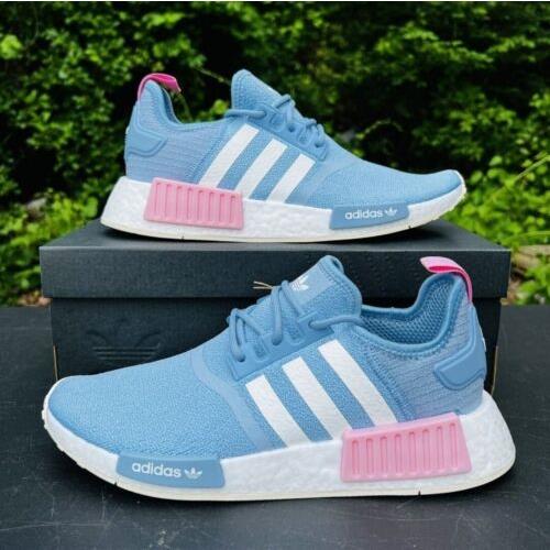 Adidas Nmd R1 Boost Shoes Women Size 9 Blue Pink Running Sneakers GV9185