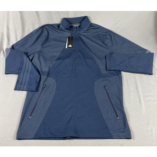 Adidas Golf Pullover 1/4 Zip Medium Blue Geometric Polyester
