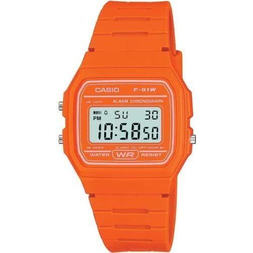 Casio F91WC-4A2 Men`s Orange Classic Chronograph Alarm Lcd Digital Watch