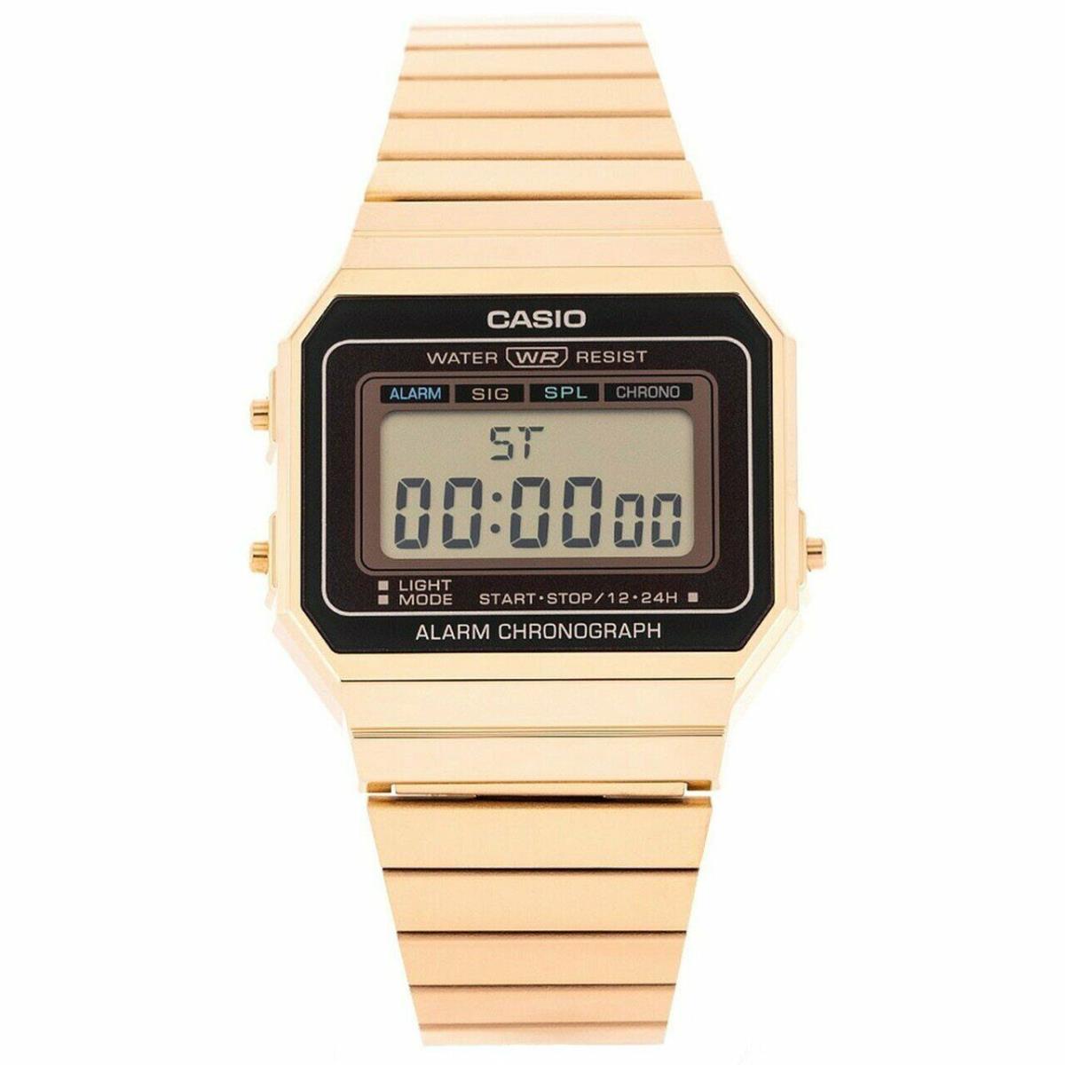 Casio Digital Gold Ion Plated Stainless Steel Band Watch A700WG-9A Water Resist