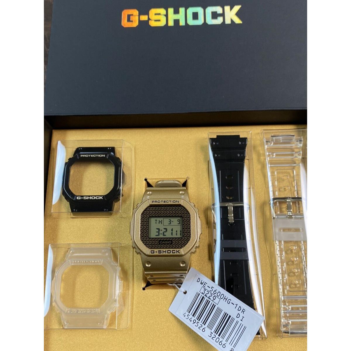 Casio G-shock Hip Hop Gold Chain Watch with Interchangeable Straps DWE5600HG-1D