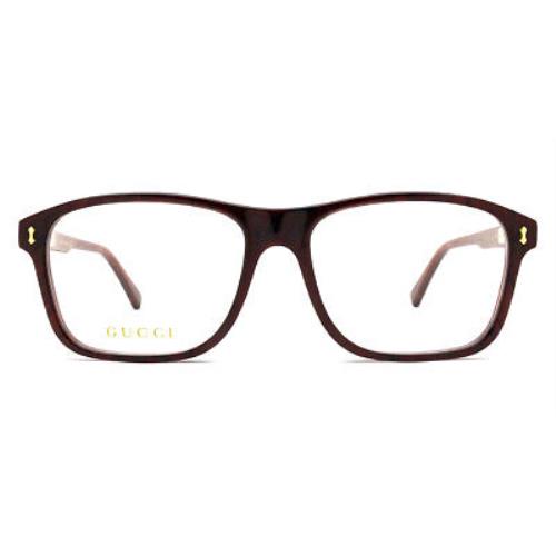 Gucci GG1045O Eyeglasses Men Brown Rectangle 56mm