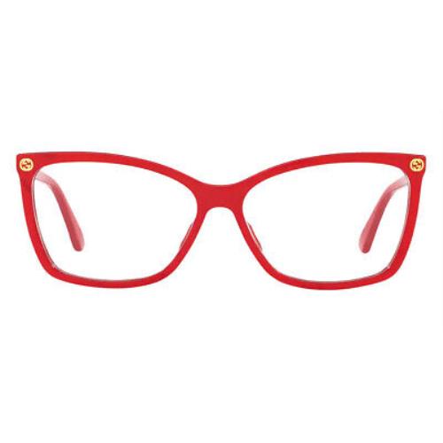 Gucci GG0025O Eyeglasses Women Red Rectangle 56mm