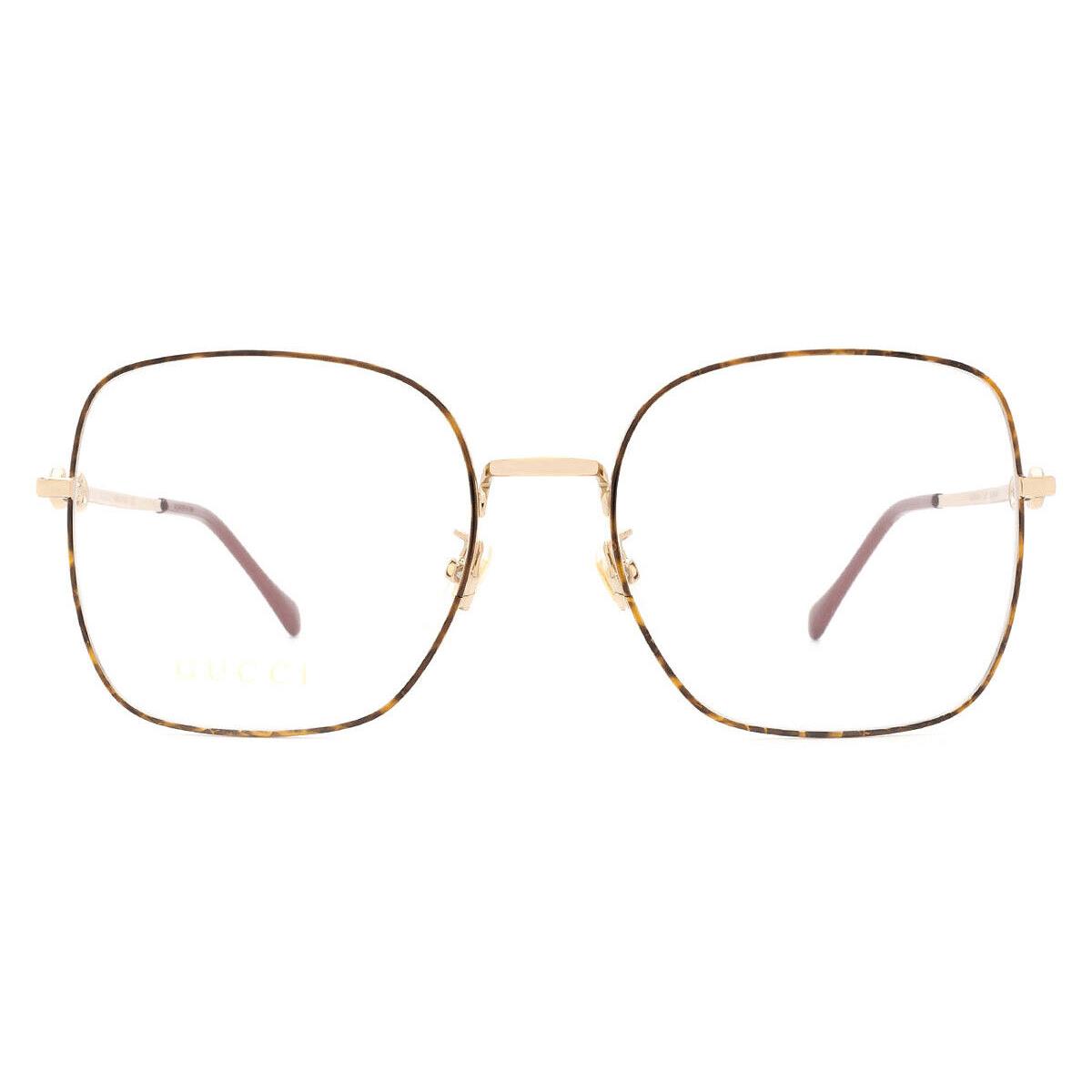 Gucci GG0883OA Eyeglasses Women Gold Havana Rectangle 55mm