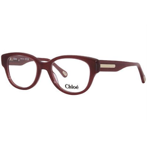 Chloe CH0124O 003 Eyeglasses Frame Women`s Burgundy Full Rim Round Shape 49mm
