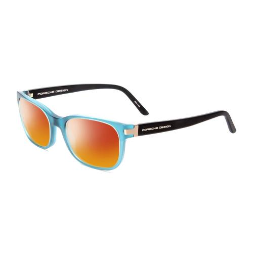 Porsche Designs P8250-C 55 mm Polarized Sunglasses Crystal Azure Aqua Blue Black Red Mirror Polar