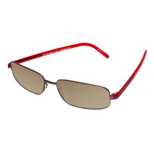 Porsche Design P8125-D-57 mm Polarized Sunglasses 4 Lens Options Gun Metal Red Amber Brown Polar