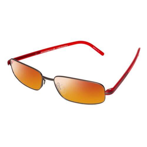 Porsche Design P8125-D-57 mm Polarized Sunglasses 4 Lens Options Gun Metal Red Red Mirror Polar