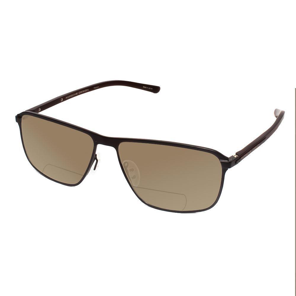 Porsche Design P8285-A-56mm Polarized Bi-focal Sunglasses in Black Gun Metal Red Brown