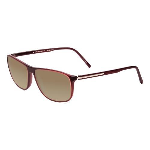 Porsche P8278-D 56mm Polarized Sunglasses Crystal Red Matte Brown 4 Lens Options Amber Brown Polar