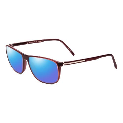 Porsche P8278-D 56mm Polarized Sunglasses Crystal Red Matte Brown 4 Lens Options Blue Mirror Polar