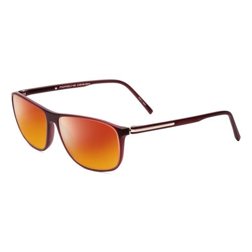 Porsche P8278-D 56mm Polarized Sunglasses Crystal Red Matte Brown 4 Lens Options Red Mirror Polar