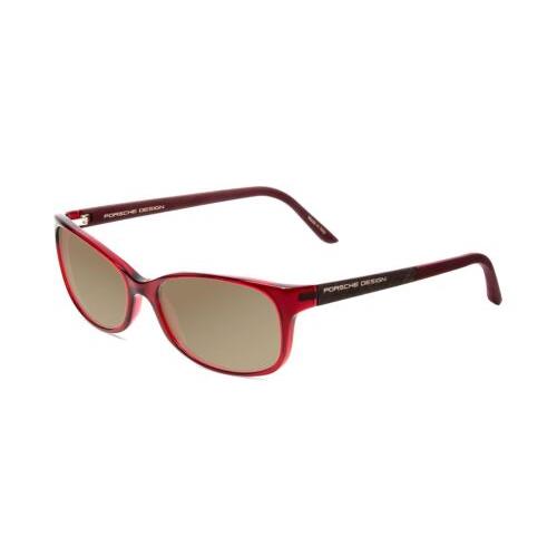 Porsche P8247-D 55mm Polarized Sunglasses in Crystal Red Matte Burgundy 4 Option Amber Brown Polar
