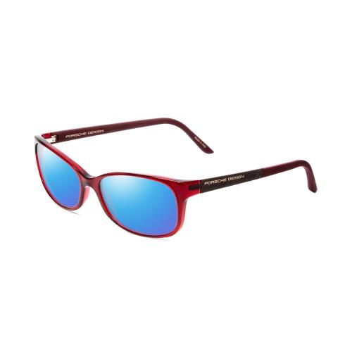 Porsche P8247-D 55mm Polarized Sunglasses in Crystal Red Matte Burgundy 4 Option Blue Mirror Polar