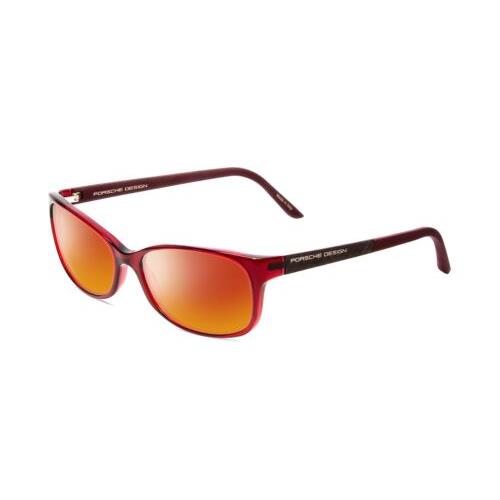 Porsche P8247-D 55mm Polarized Sunglasses in Crystal Red Matte Burgundy 4 Option Red Mirror Polar