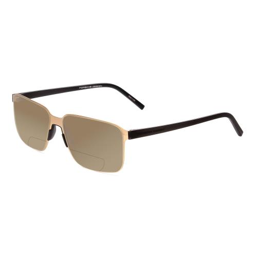 Porsche P8313-B 57mm Polarized Bi-focal Sunglasses Satin Gold Black Lens Options Brown