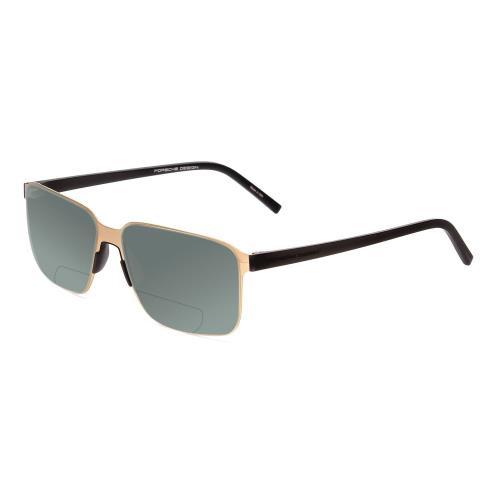 Porsche P8313-B 57mm Polarized Bi-focal Sunglasses Satin Gold Black Lens Options Grey