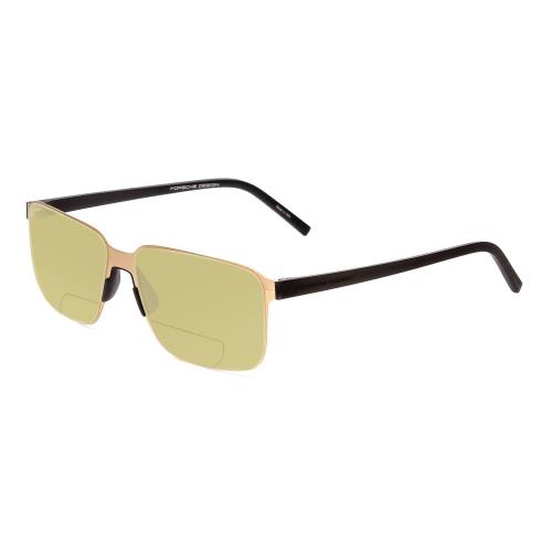 Porsche P8313-B 57mm Polarized Bi-focal Sunglasses Satin Gold Black Lens Options Yellow